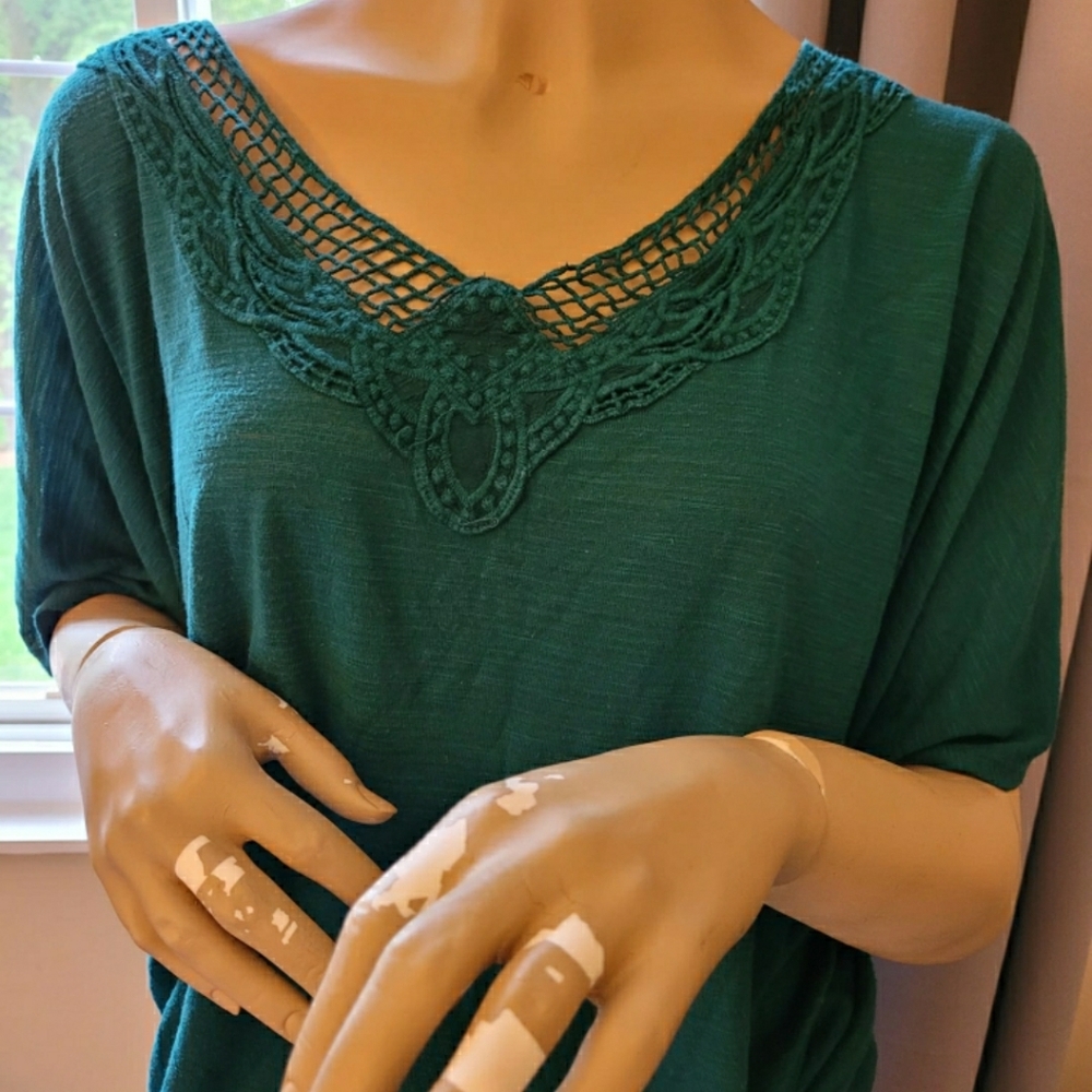Ava & Viv Crochet Teal Top